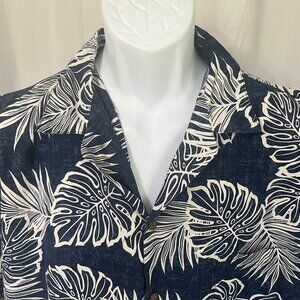 🌺 Vintage Two Palms Men’s Hawaiian Shirt XL Blue White Short Sleeve Aloha 🌴